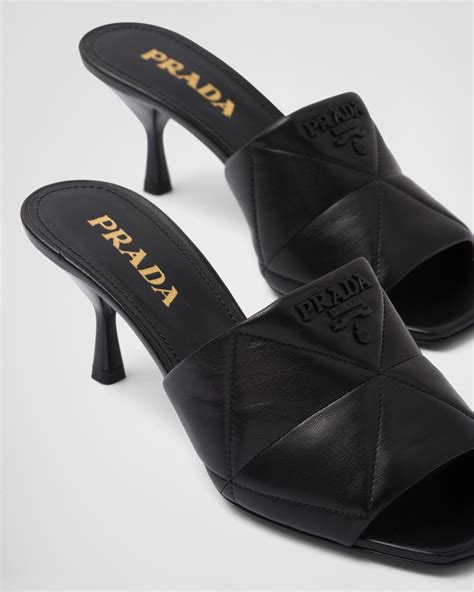 prada quilted sandals|prada chunky heel sandal.